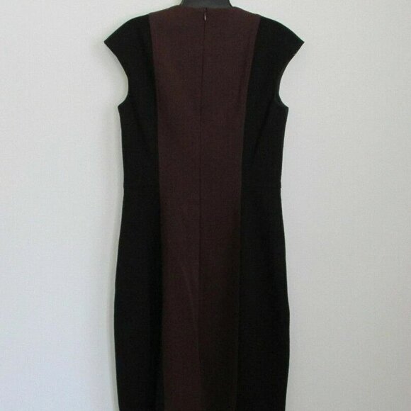 NWT AKRIS Garnet Black Viscose Cap Sleeve Color Block Jersey Sheath Dress 4 - Picture 7 of 7